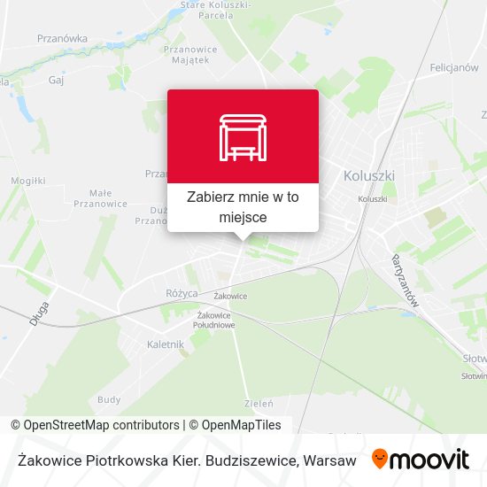 Mapa Żakowice Piotrkowska Kier. Budziszewice