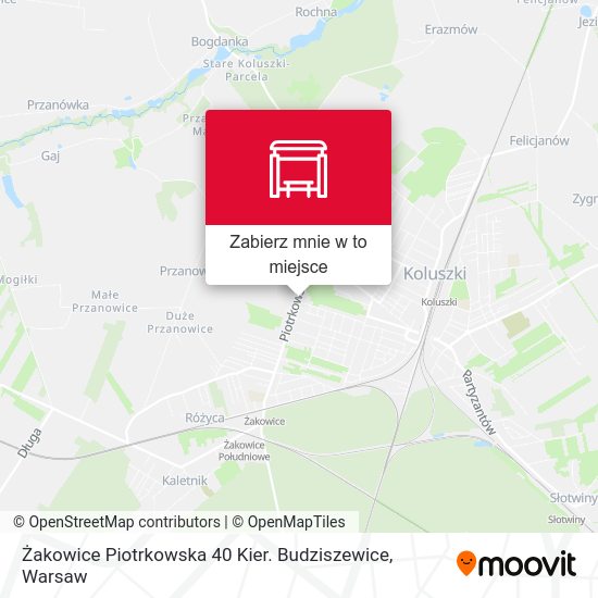 Mapa Żakowice Piotrkowska 40 Kier. Budziszewice