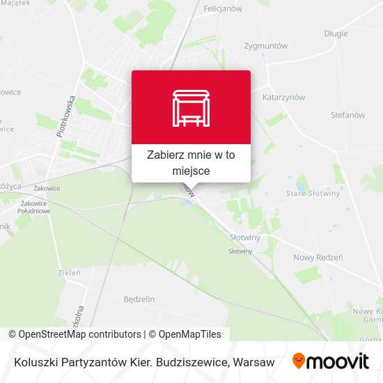 Mapa Koluszki Partyzantów Kier. Budziszewice