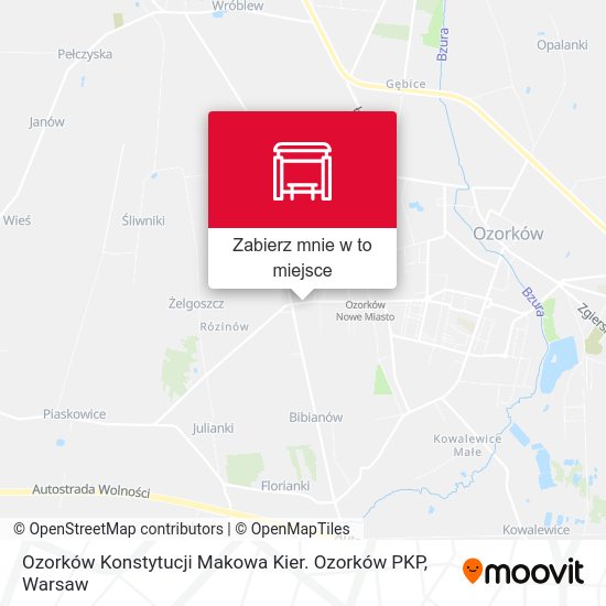 Mapa Ozorków Konstytucji Makowa Kier. Ozorków PKP