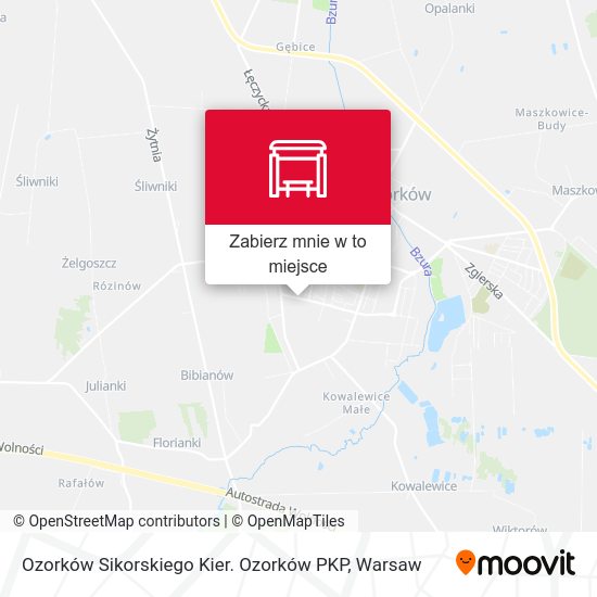 Mapa Ozorków Sikorskiego Kier. Ozorków PKP