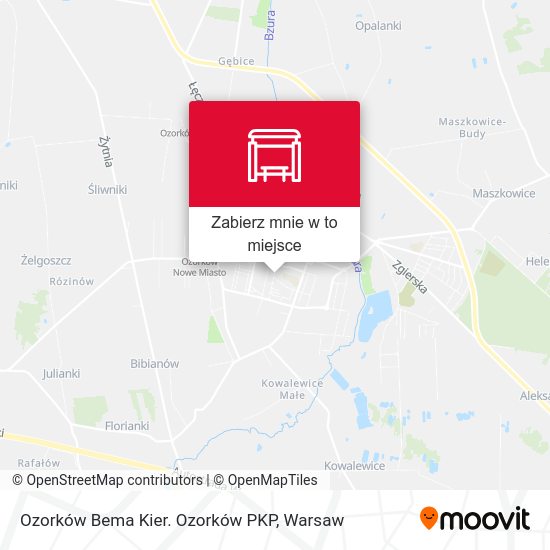 Mapa Ozorków Bema Kier. Ozorków PKP