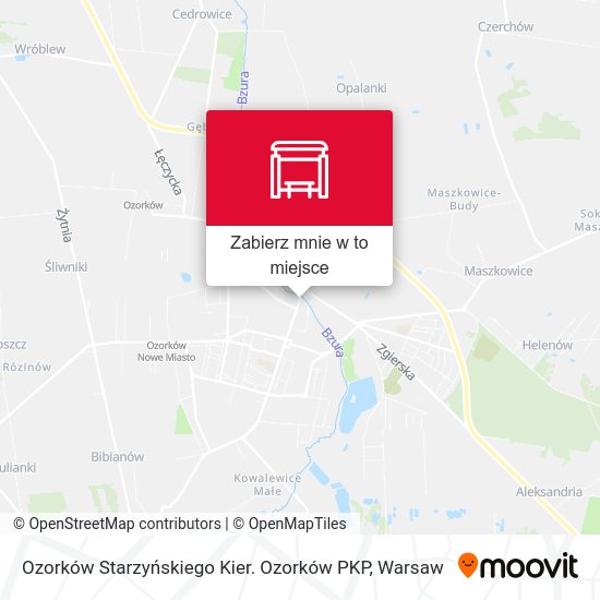 Mapa Ozorków Starzyńskiego Kier. Ozorków PKP