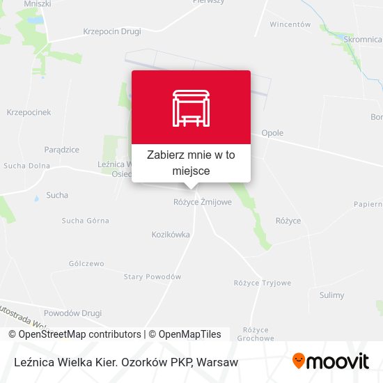 Mapa Leźnica Wielka Kier. Ozorków PKP