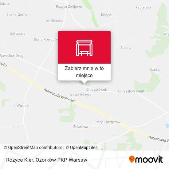 Mapa Różyce Kier. Ozorków PKP