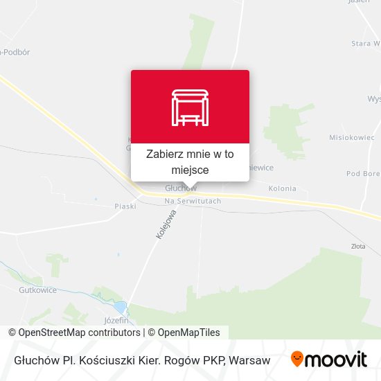 Mapa Głuchów Pl. Kościuszki Kier. Rogów PKP