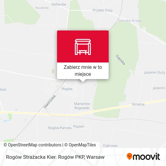 Mapa Rogów Strażacka Kier. Rogów PKP