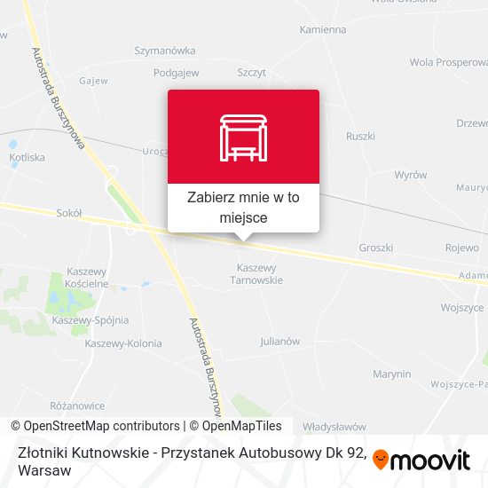 Mapa Złotniki Kutnowskie - Przystanek Autobusowy Dk 92