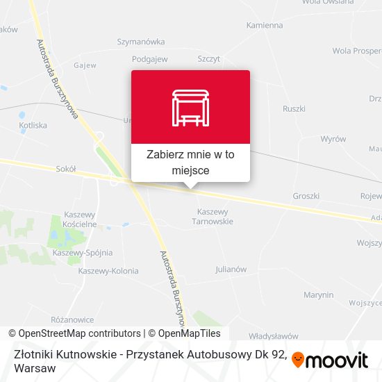 Mapa Złotniki Kutnowskie - Przystanek Autobusowy Dk 92