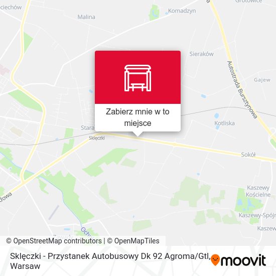 Mapa Sklęczki - Przystanek Autobusowy Dk 92 Agroma / Gtl