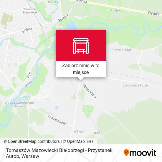 Mapa Tomaszów Mazowiecki Białobrzegi - Przystanek Autob