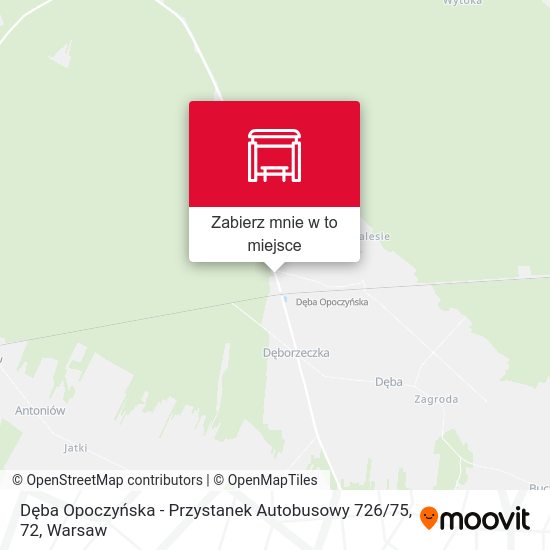 Mapa Dęba Opoczyńska - Przystanek Autobusowy 726 / 75, 72