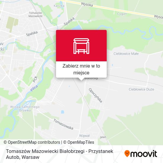 Mapa Tomaszów Mazowiecki Białobrzegi - Przystanek Autob