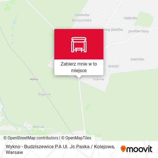 Mapa Wykno - Budziszewice P.A Ul. Jc Paska / Kolejowa