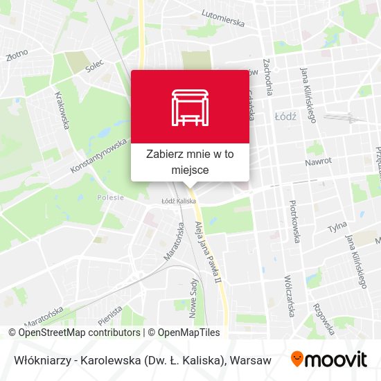 Mapa Włókniarzy - Karolewska (Dw. Ł. Kaliska)