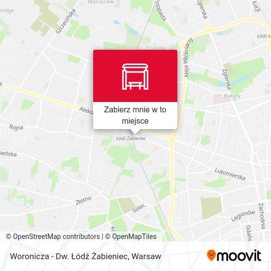 Mapa Woronicza - Dw. Łódź Żabieniec