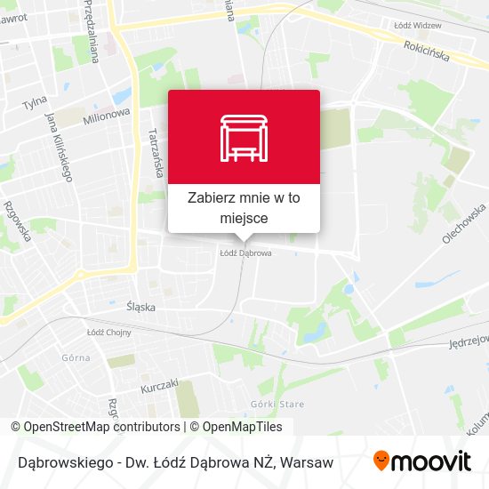 Mapa Dąbrowskiego - Dw. Łódź Dąbrowa NŻ