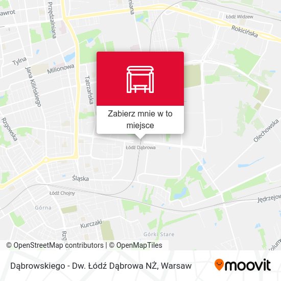 Mapa Dąbrowskiego - Dw. Łódź Dąbrowa NŻ