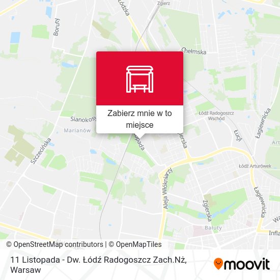 Mapa 11 Listopada - Dw. Łódź Radogoszcz Zach.Nż