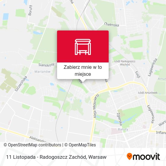 Mapa 11 Listopada - Radogoszcz Zachód