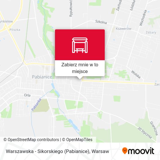 Mapa Warszawska - Sikorskiego (Pabianice)