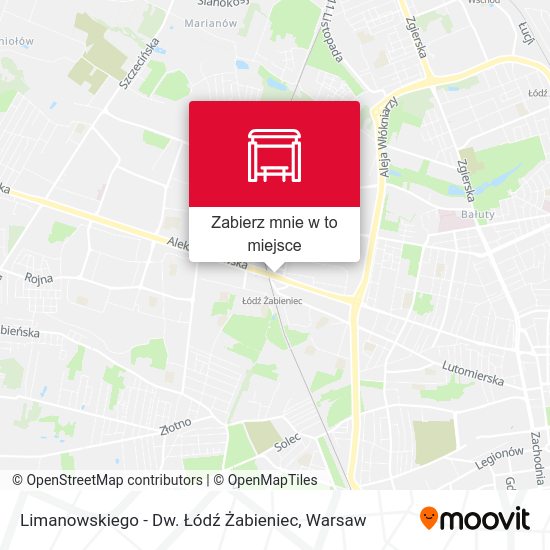 Mapa Limanowskiego - Dw. Łódź Żabieniec