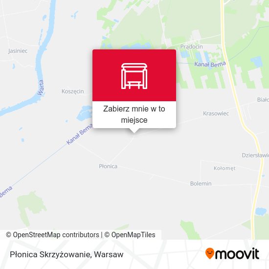 Mapa Płonica Skrzyżowanie