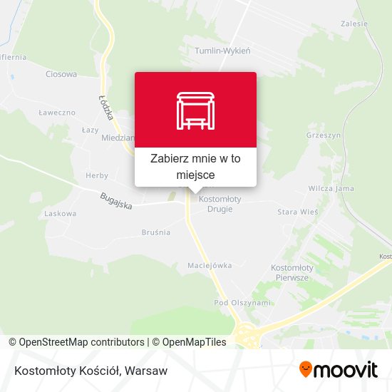 Mapa Kostomłoty Kościół