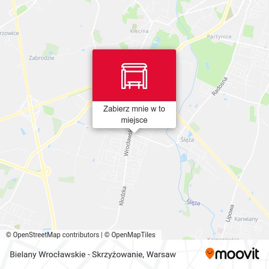 Mapa Bielany Wrocławskie - Skrzyżowanie