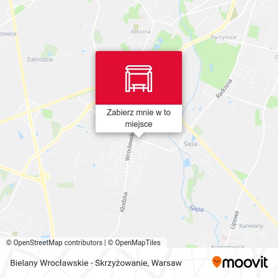 Mapa Bielany Wrocławskie - Skrzyżowanie