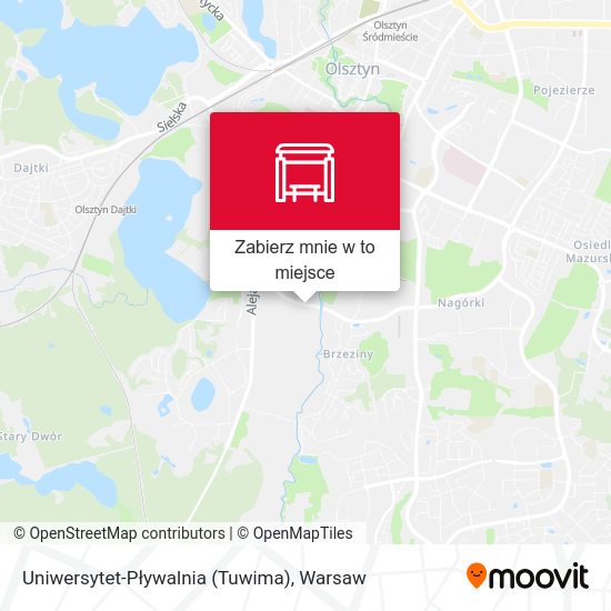 Mapa Uniwersytet-Pływalnia (Tuwima)