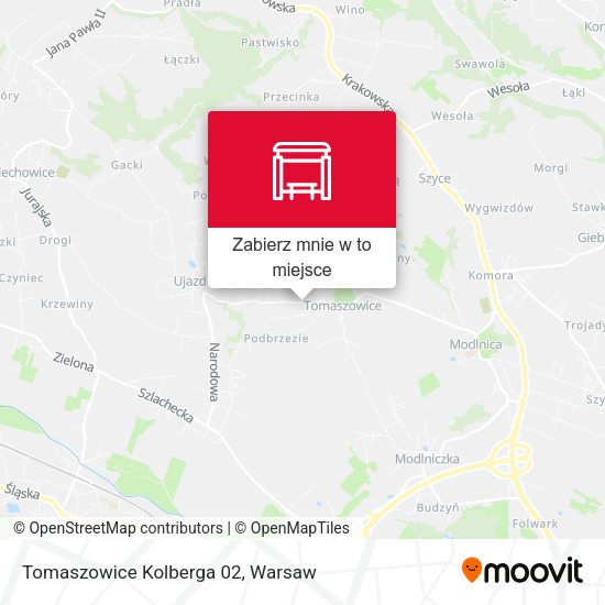 Mapa Tomaszowice Kolberga