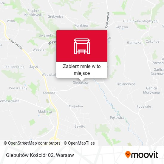 Mapa Giebułtów Kościół