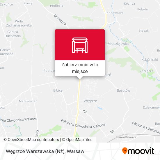 Mapa Węgrzce Warszawska (Nż)