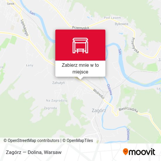 Mapa Zagórz — Dolina