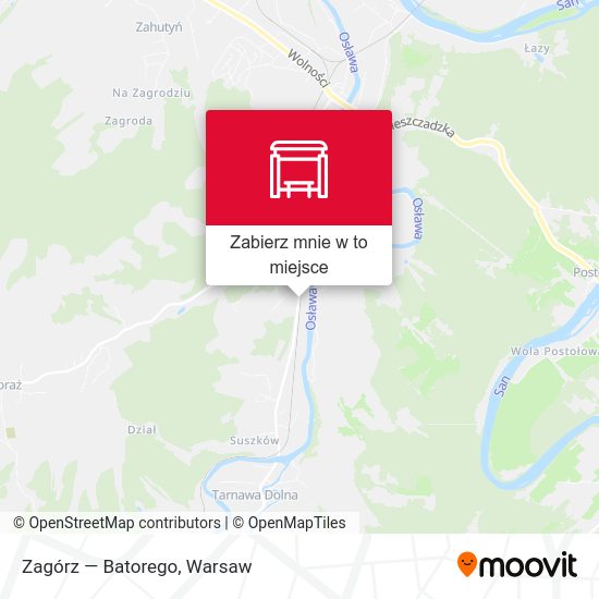 Mapa Zagórz — Batorego