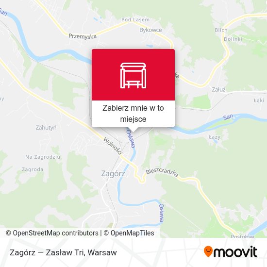 Mapa Zagórz — Zasław Tri