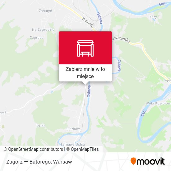 Mapa Zagórz — Batorego