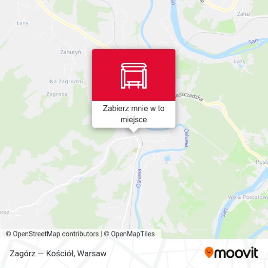 Mapa Zagórz — Kościół