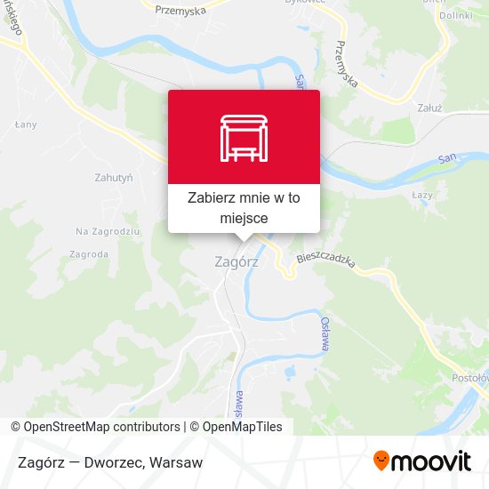 Mapa Zagórz — Dworzec