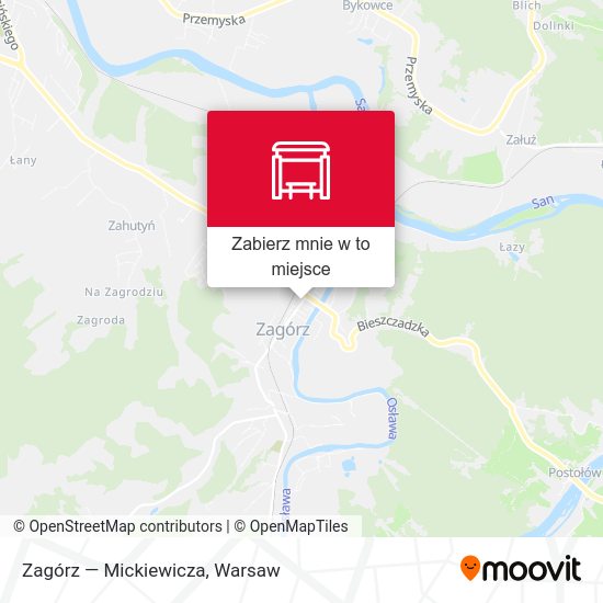 Mapa Zagórz — Mickiewicza