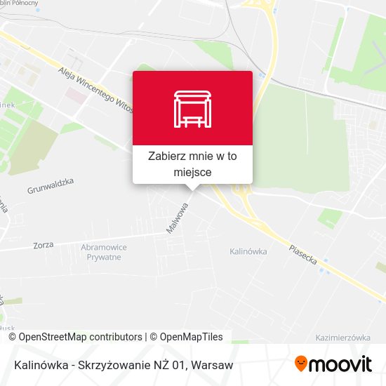 Mapa Kalinówka - Skrzyżowanie NŻ 01