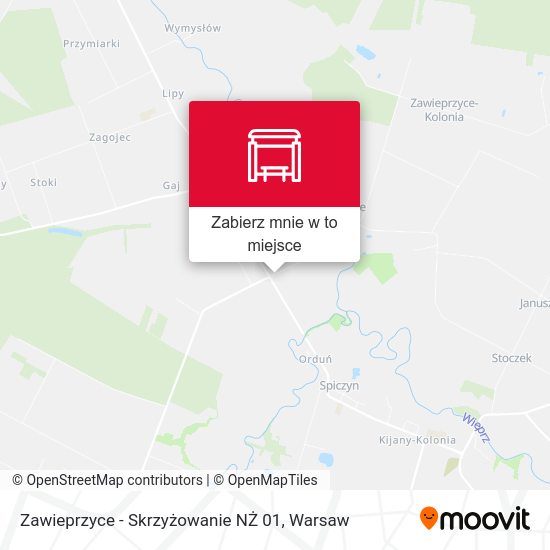 Mapa Zawieprzyce - Skrzyżowanie NŻ 01