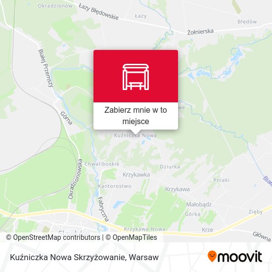 Mapa Kuźniczka Nowa Skrzyżowanie