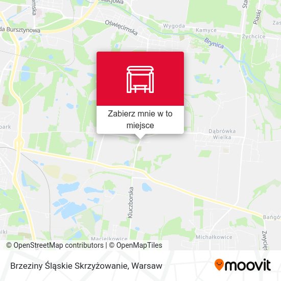 Mapa Brzeziny Śląskie Skrzyżowanie