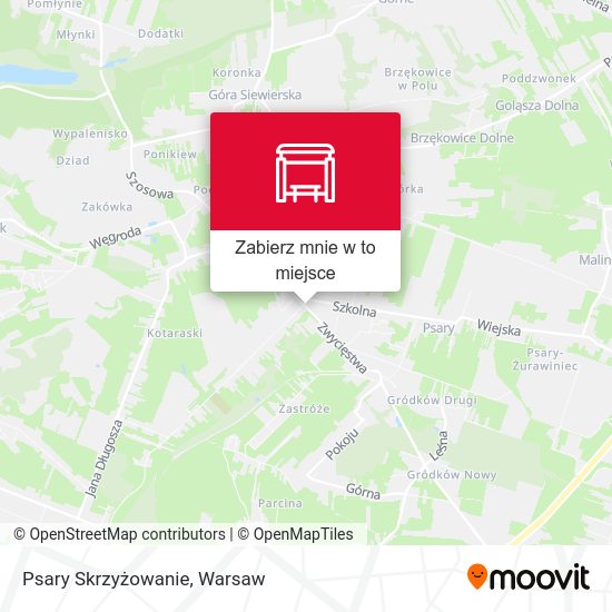 Mapa Psary Skrzyżowanie