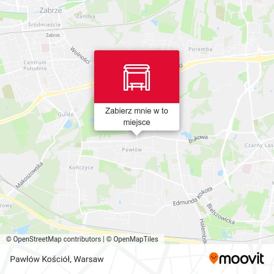 Mapa Pawłów Kościół