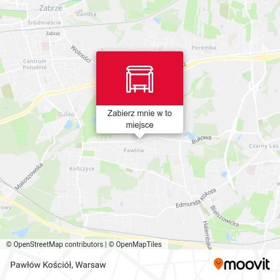 Mapa Pawłów Kościół