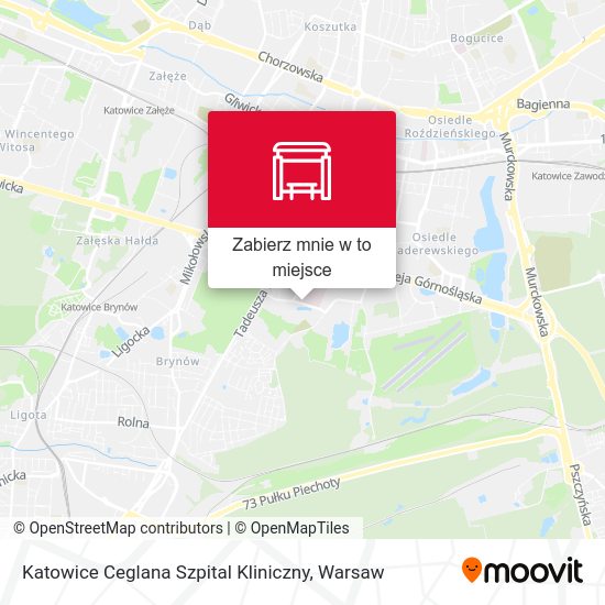 Mapa Katowice Ceglana Szpital Kliniczny