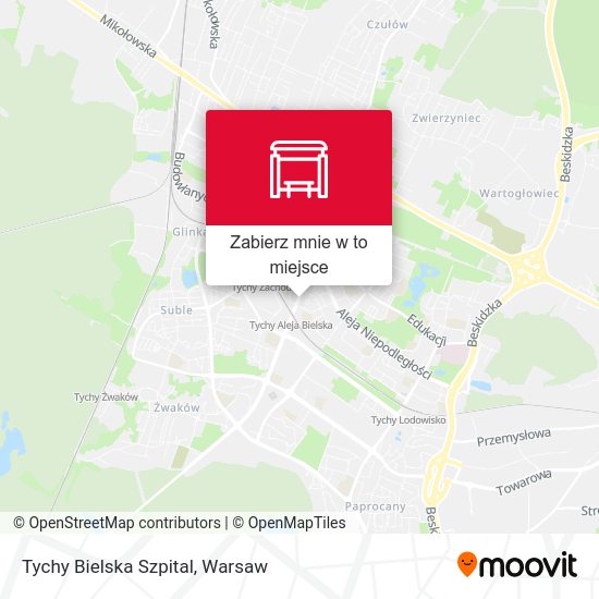 Mapa Tychy Bielska Szpital